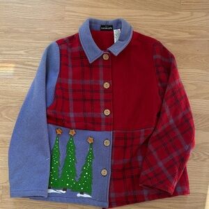 Vintage Breckenridge Christmas Wool Shirt Jacket Womens Petite Medium Patchwork